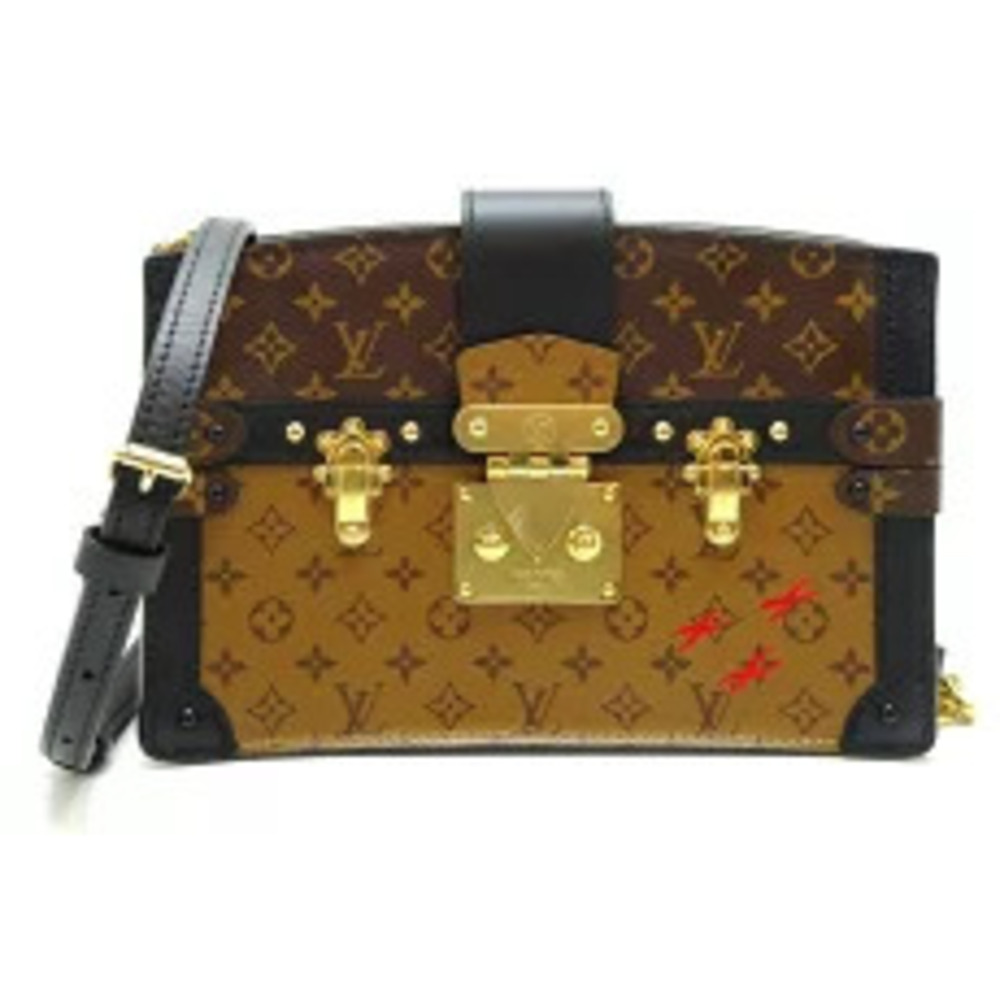 Louis Vuitton Trunk Clutch Shoulder Bag Monogram Reverse Brown
